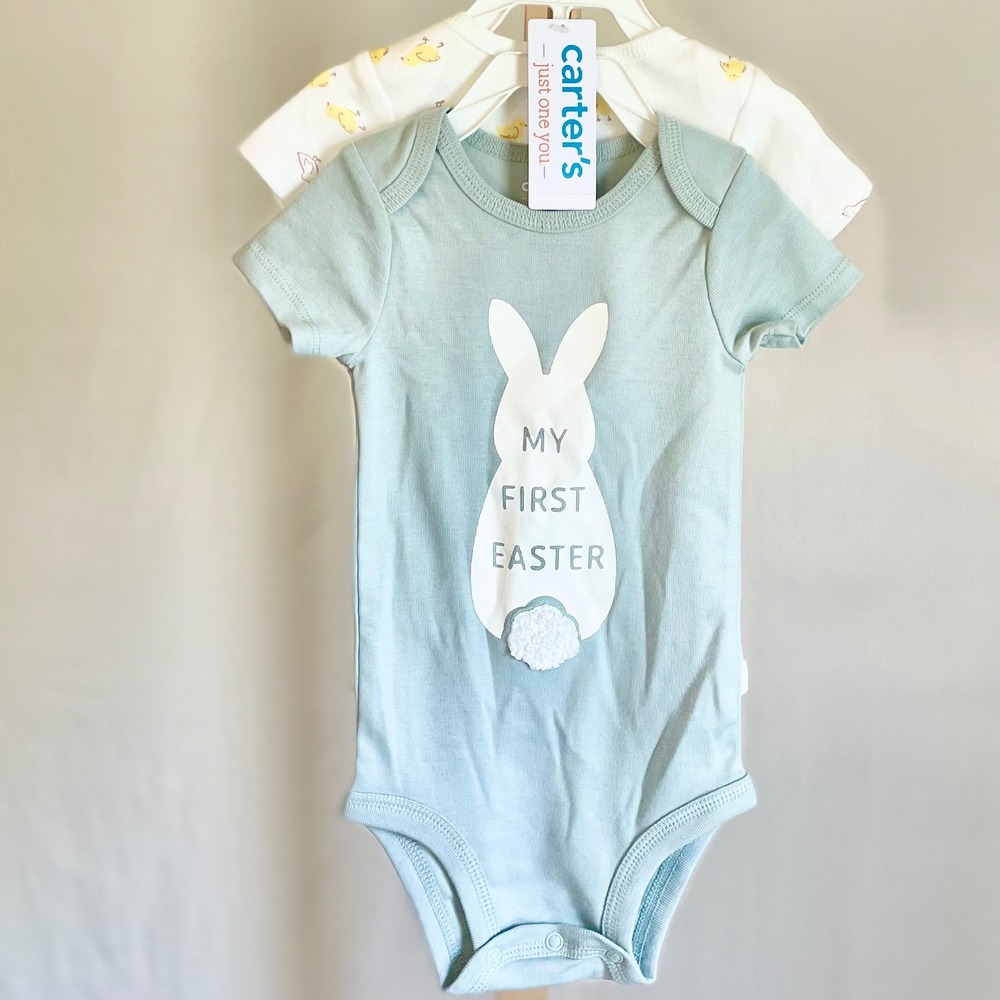 Carters Just One You My‎ First Easter Bunny Chick 2pk Bodysuit Set Mint White